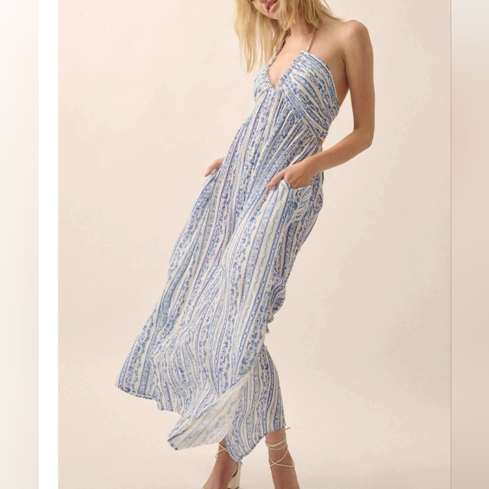 Promesa Floral Blue and White Romper